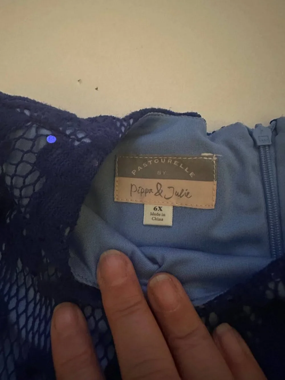 PIPPA & JULIE Dress Size 6X Royal Blue Lace Tulle Lined Holiday Fancy Party